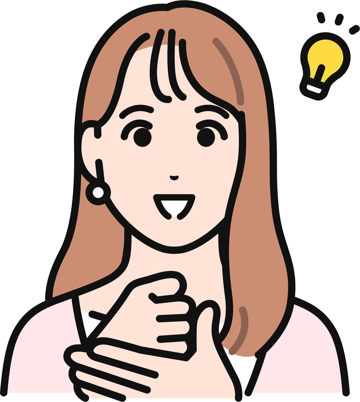声がきっかけになり前向きになる女性のイラスト